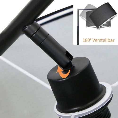 Lampadaire Noir E27 Tissu Design 162cm Déco Moderne Lire Lampadaire salon Avec Pédale Lampe De Lit