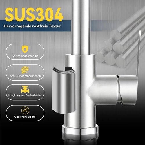 Robinet De Cuisine Extensible En Inox Avec Douchette 360° Et 2 Jets