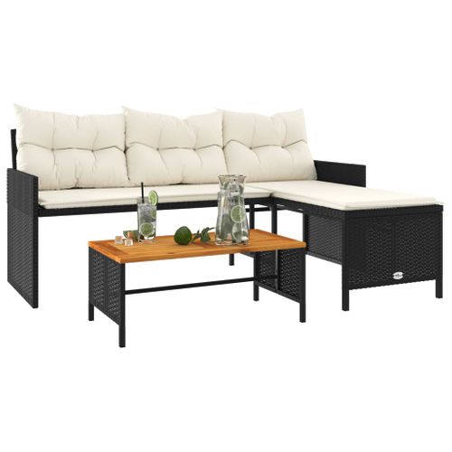 Canapé De Jardin Avec Table Et Coussins En Forme De L Noir