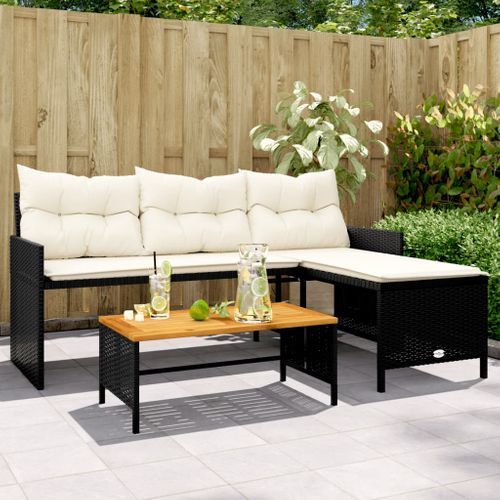 Canapé De Jardin Avec Table Et Coussins En Forme De L Noir