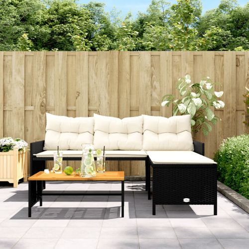 Canapé De Jardin Avec Table Et Coussins En Forme De L Noir