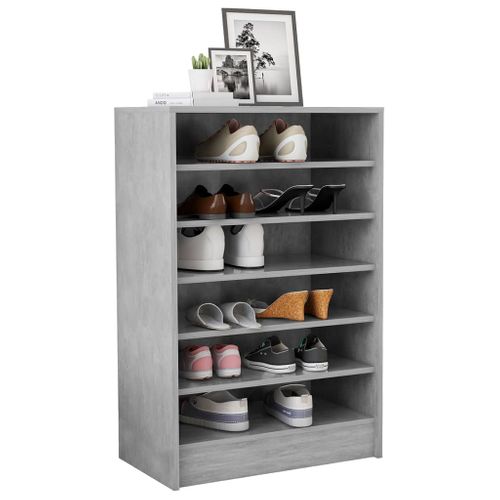 Armoire à Chaussures Gris Béton 60x35x92 Cm Bois D’ingénierie