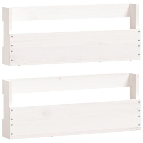 Étagères à Chaussures Murales 2 Pièces Blanc 59x9x23 Cm Pin Massif