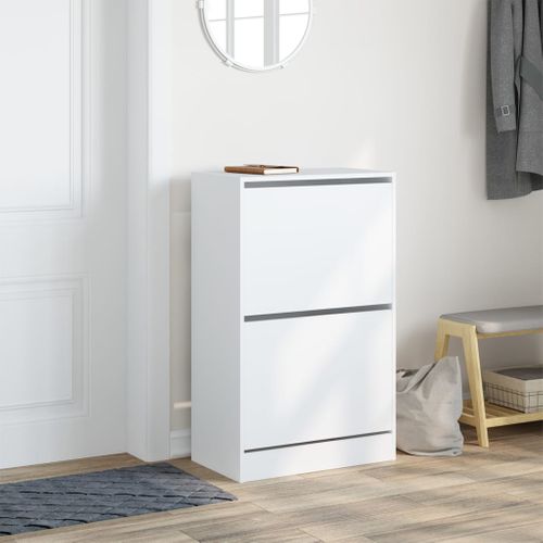 Armoire à Chaussures Blanc 60x34x96,5 Cm Bois D'ingénierie