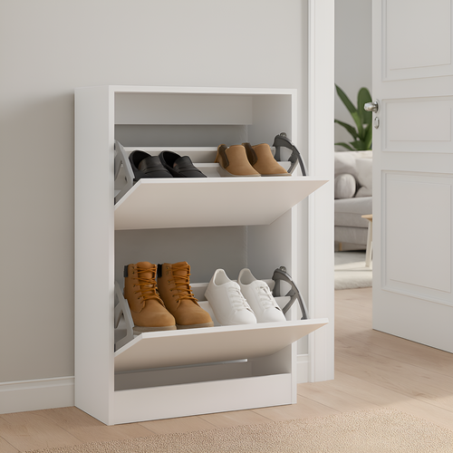 Armoire à Chaussures Blanc 60x34x96,5 Cm Bois D'ingénierie