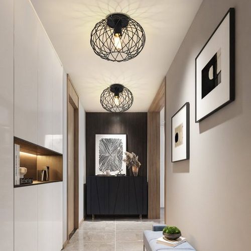 Plafonnier Noir Vintage E27 Rétro Pour Couloir, Max. 40 W