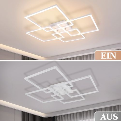 Plafonnier LED De Salon à Intensité Variable 48 W, Lampe De Plafond Moderne Avec Télécommande