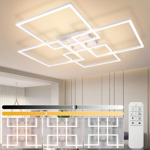 Plafonnier LED De Salon à Intensité Variable 48 W, Lampe De Plafond Moderne Avec Télécommande