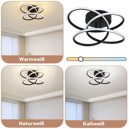 Plafonnier LED Salon Métal 36cm Forme Papillon Plafonnier Noir Dimmable