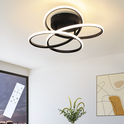 Plafonnier LED Salon Métal 36cm Forme Papillon Plafonnier Noir Dimmable