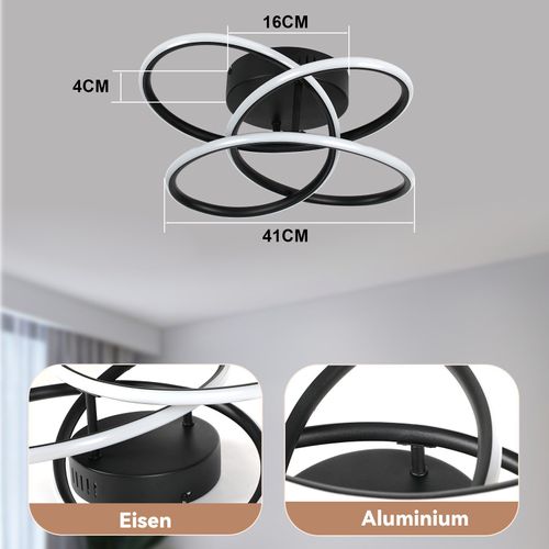 Plafonnier LED Salon Métal 36cm Forme Papillon Plafonnier Noir Dimmable