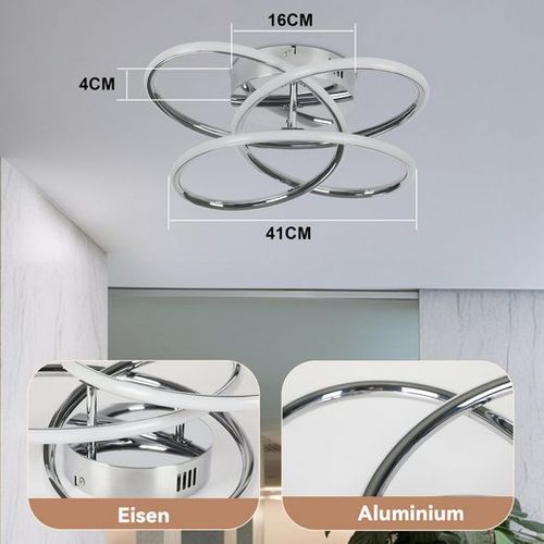 Plafonnier LED Salon Métal 36cm Forme Papillon Plafonnier Blanc Dimmable