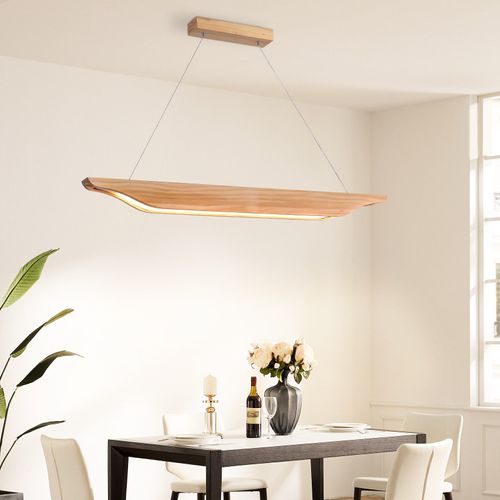 Suspension Salle à Manger 90cm Lampe Suspendue En Bois Moderne Dimmable Avec Télécommande