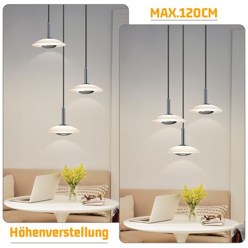 Suspension LED Salle à Manger Chrome Verre Métal Suspension Lampe 3000k Pour Chambre Cuisine