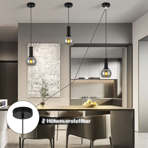 Suspension Salle à Manger 1 Flamme Noire E27 Suspension Vintage Pour Salon