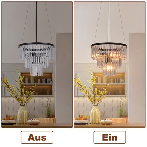 Suspension Salle à Manger E27 Design Cristal Lampe Suspendue Pour Salon Cuisine