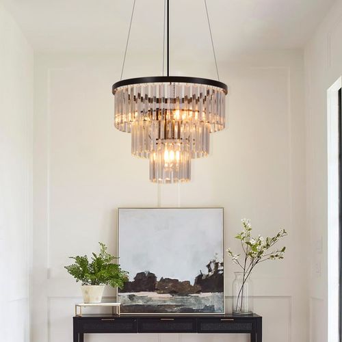 Suspension Salle à Manger E27 Design Cristal Lampe Suspendue Pour Salon Cuisine