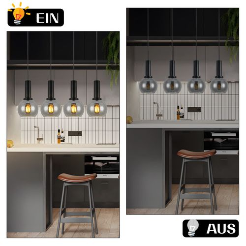 Suspension Salle à Manger 4 Flammes E27 Rétro Suspension Verre Chambre Bar