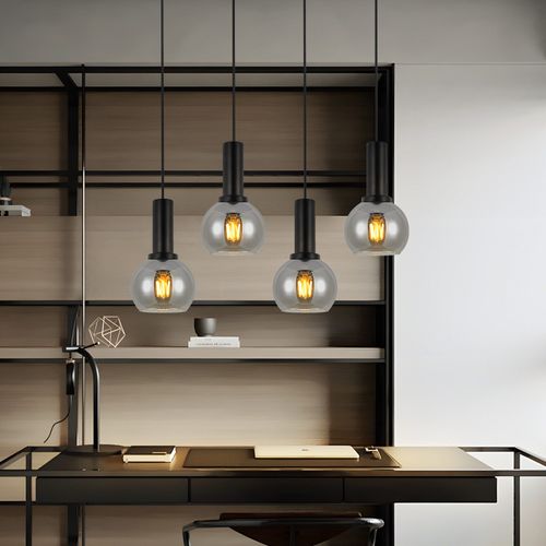 Suspension Salle à Manger 4 Flammes E27 Rétro Suspension Verre Chambre Bar