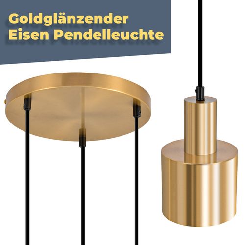 Suspension Salle à Manger 3 Flammes Or E27 Lampe Suspendue Métal Chambre Couloir