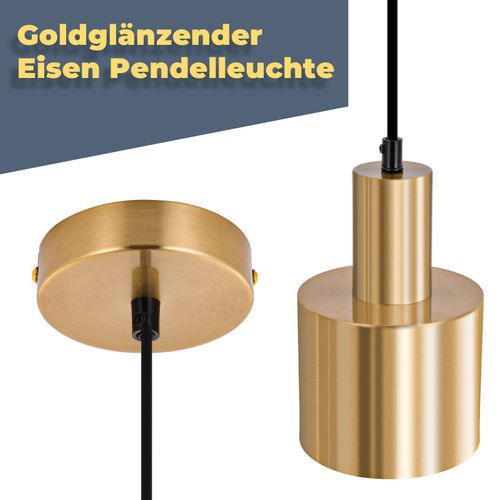 Suspension Salle à Manger 1 Flamme Dorée Suspension Moderne E27 Métal Cuisine