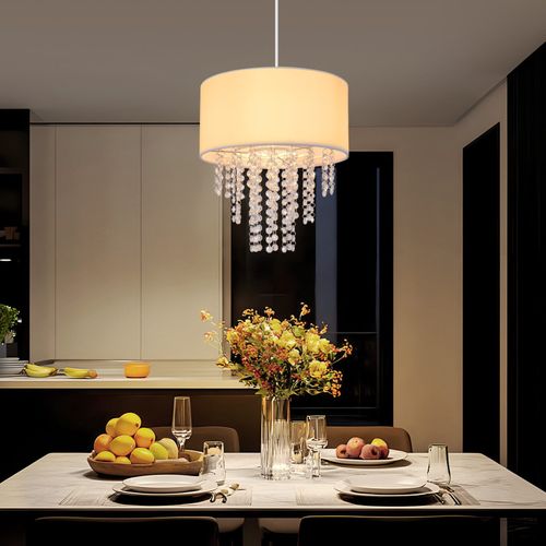 Suspension Salle à Manger E27 Moderne Cristal Tissu Suspension Lampe Salon Couloir