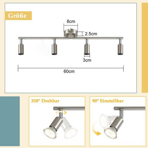 Plafonnier 4 Flammes-gu10 Spot De Plafond Moderne Orientable Salon Chambre