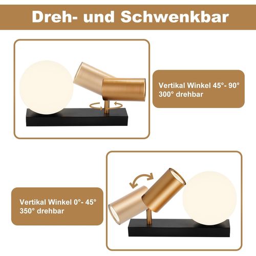 Spot 2 Flammes Moderne E14 Plafonnier 40cm Métal Boule Verre pour Couloir Cuisine