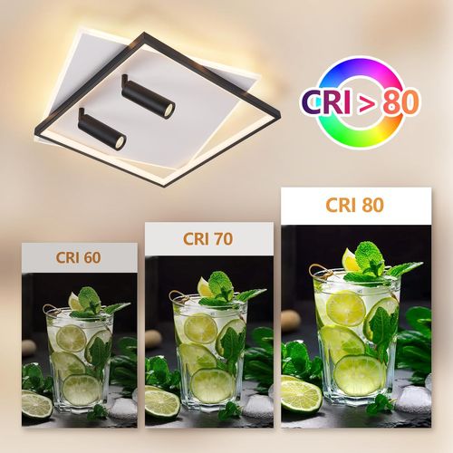 Plafonnier LED De Salon à Intensité Variable Avec 2 Spots De Plafond CarréEn Acrylique Moderne