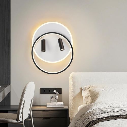 Plafonnier LED De Salon à Intensité Variable Avec 2 Spots De Plafond Rond En Acrylique Moderne