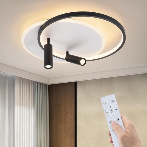 Plafonnier LED De Salon à Intensité Variable Avec 2 Spots De Plafond Rond En Acrylique Moderne
