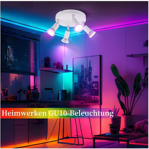 Spot De Plafond 4 Flammes Gu10 Lampe De Plafond En Métal Pour Chambre Cuisine Couloir