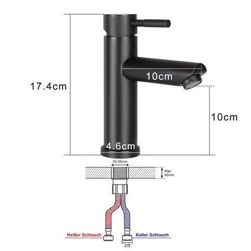 Robinet De Lavabo Noir Mitigeur Monocommande Haute Pression Pour Cuisine