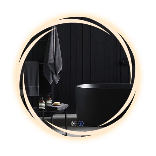 Miroir De Salle De Bain 80CM Avec Éclairage Miroir Mural Rond Moderne Ip44
