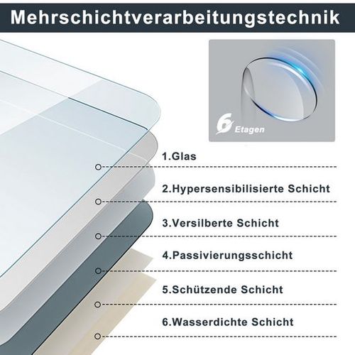 Miroir De Salle De Bain 50CM Avec Éclairage Miroir Mural Rond Moderne Ip44