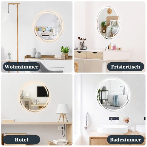 Miroir De Salle De Bain Avec Éclairage Miroir De Salle De Bain Rond Moderne Ip44