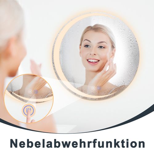 Miroir De Salle De Bain 70CM Avec Éclairage Miroir Mural Rond Moderne Ip44