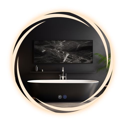 Miroir De Salle De Bain 50CM Avec Éclairage Rond Moderne Ip44