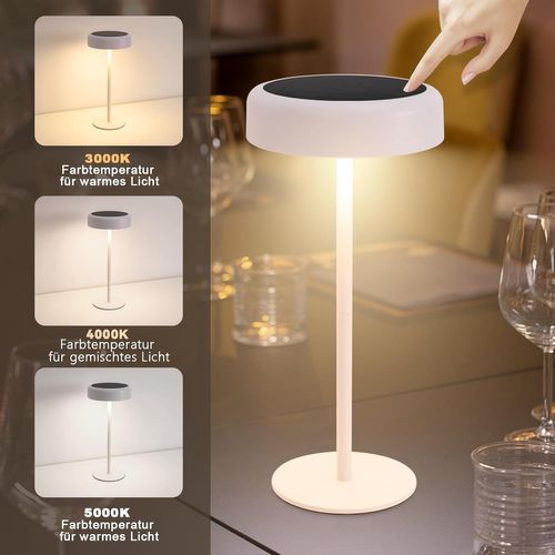 Lampe De Table LED Sans Fil à Batterie Solaire Chevet Rechargeable Tactile