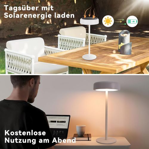 Lampe De Table LED Sans Fil à Batterie Solaire Chevet Rechargeable Tactile