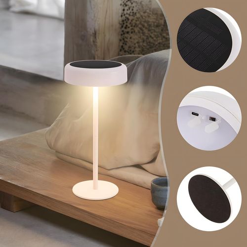 Lampe De Table LED Sans Fil à Batterie Solaire Chevet Rechargeable Tactile