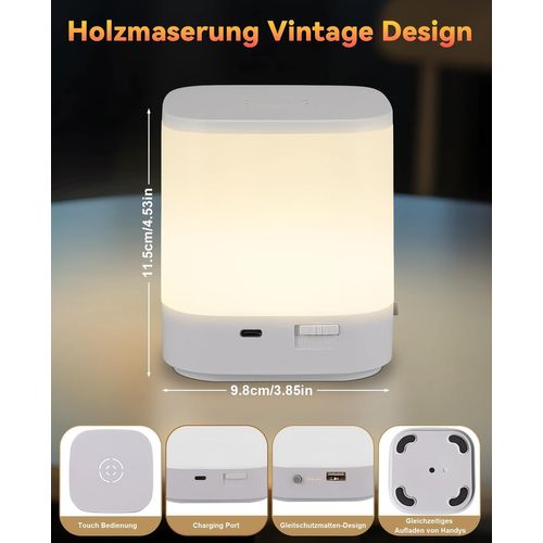 Lampe à Poser De Table LED Blanche Tactile Intensité Variable Sans Fil - Idéale Pour La Chambre