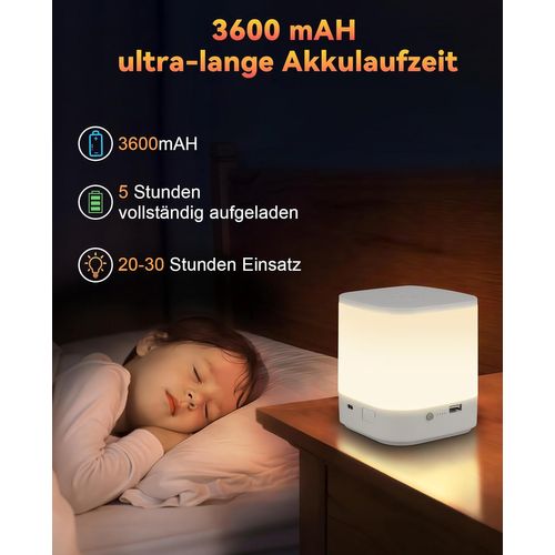 Lampe à Poser De Table LED Blanche Tactile Intensité Variable Sans Fil - Idéale Pour La Chambre