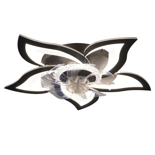 Ventilateur De Plafond Avec Éclairage Silencieux 48 W Noir Plafonnier Minuterie Chambre