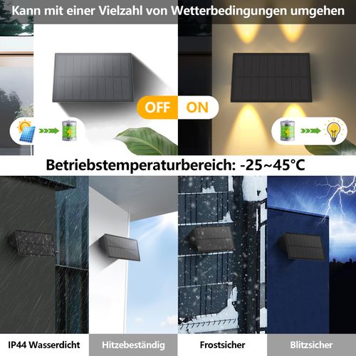 Lampes Solaires D'extérieur - 4 Appliques Solaires Clôture Terrasse Balcon