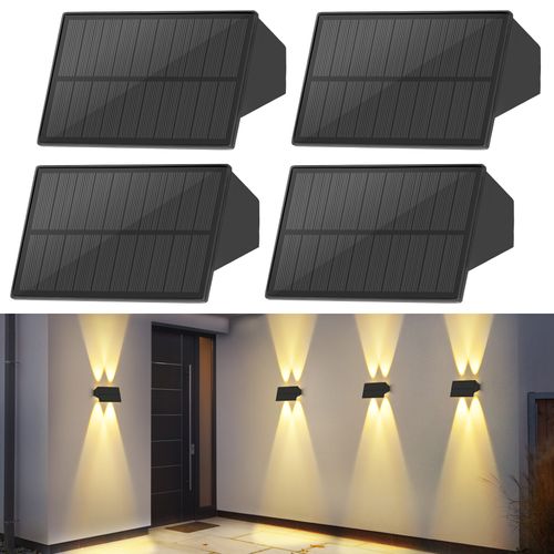 Lampes Solaires D'extérieur - 4 Appliques Solaires Clôture Terrasse Balcon