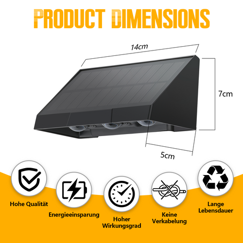 Applique Murale Solaire D'extérieur à LED 3000k Pour Clôture Terrasse Balcon Jardin Escaliers