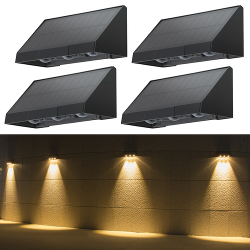 Applique Murale Solaire D'extérieur à LED 3000k Pour Clôture Terrasse Balcon Jardin Escaliers