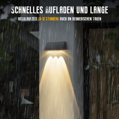 Applique Murale Solaire D'extérieur à LED 3000k Pour Clôture Terrasse Balcon Jardin Escaliers