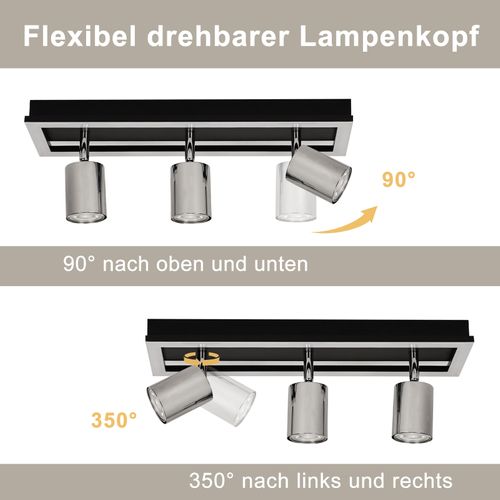 Spot LED De Plafond 3 Ampoules - Spots Gu10 Orientables 15 W 42 Cm